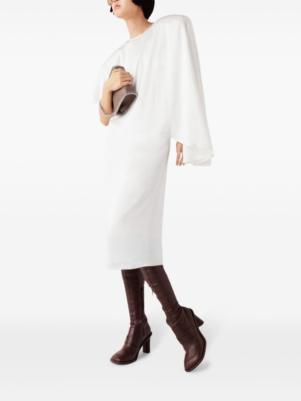 padded-shoulder asymmetric midi dress - 3
