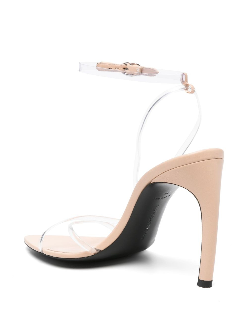 100mm clear-strap leather heeled sandals - 3