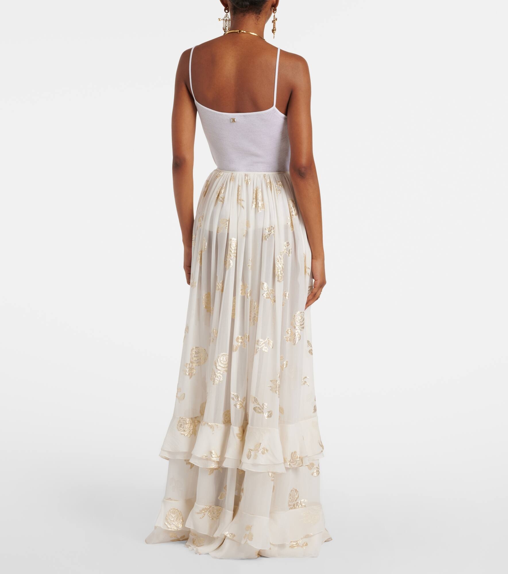 Floral jacquard muslin maxi skirt - 3