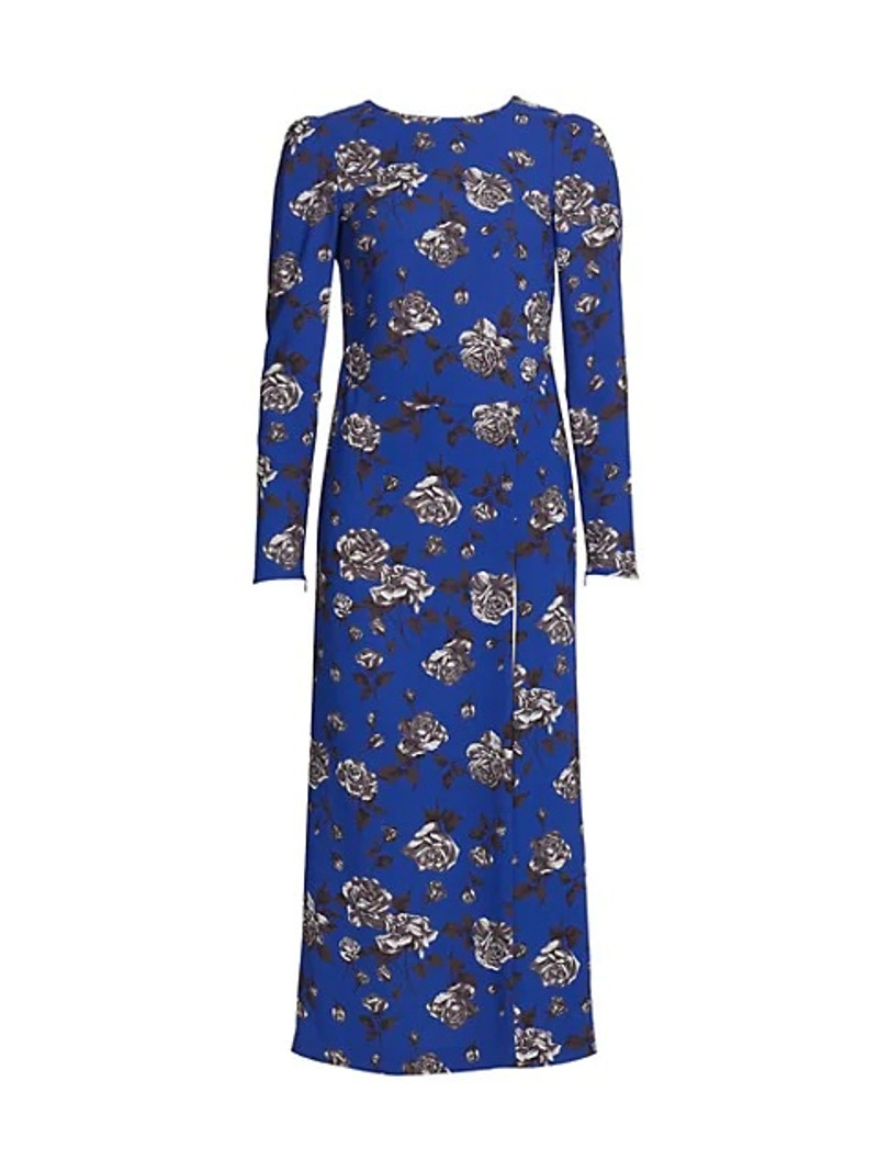 Rose-Print Long Sleeve Midi-Dress 1