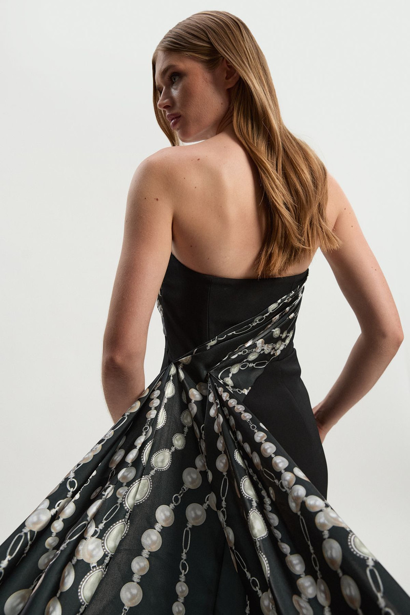 Archive Collection - Petite Pearl Chain Print Corset Maxi Dress 3
