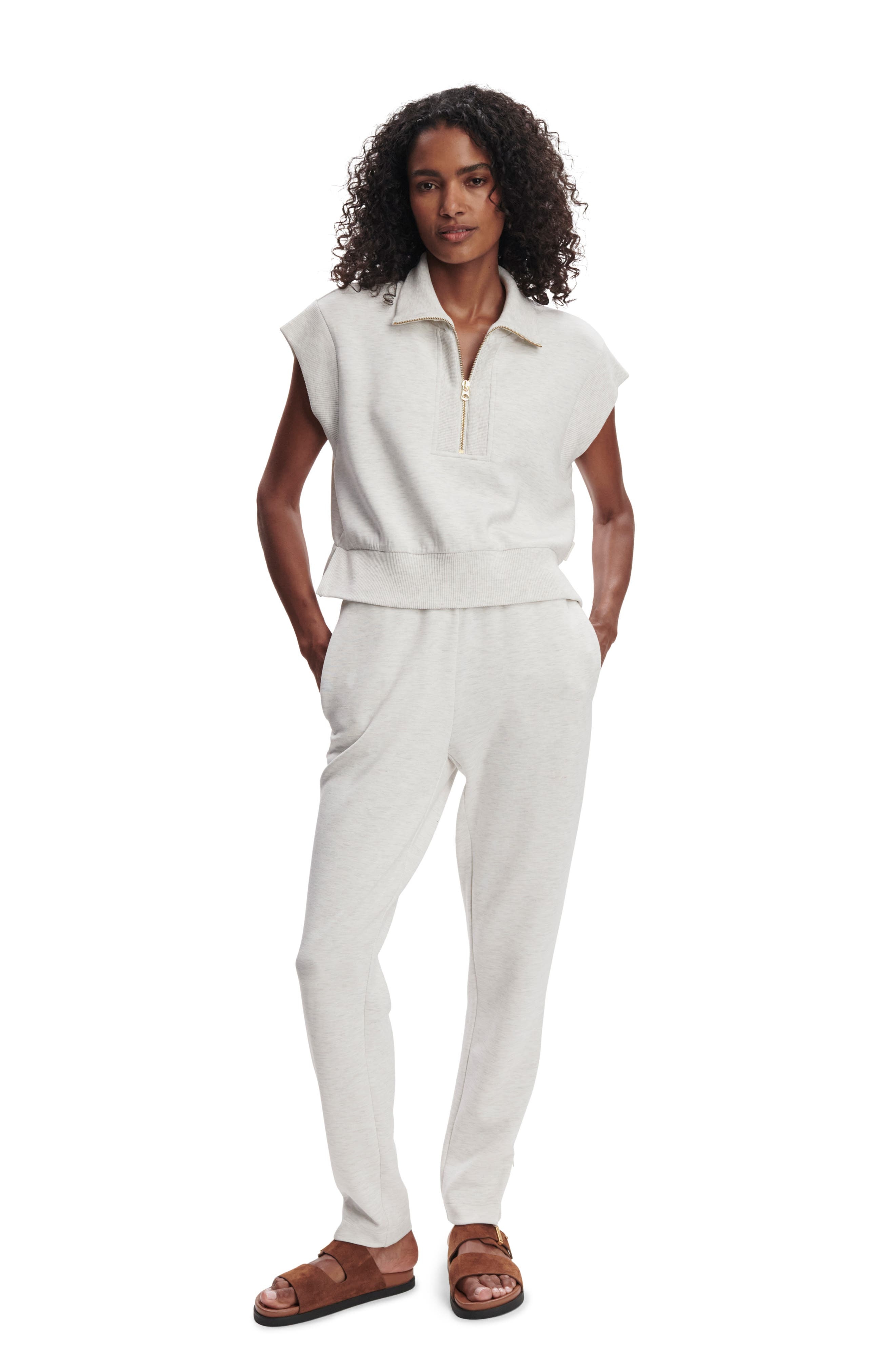 Varley Kelly Half Zip Sweatshirt in Ivory Marl at Nordstrom - 9