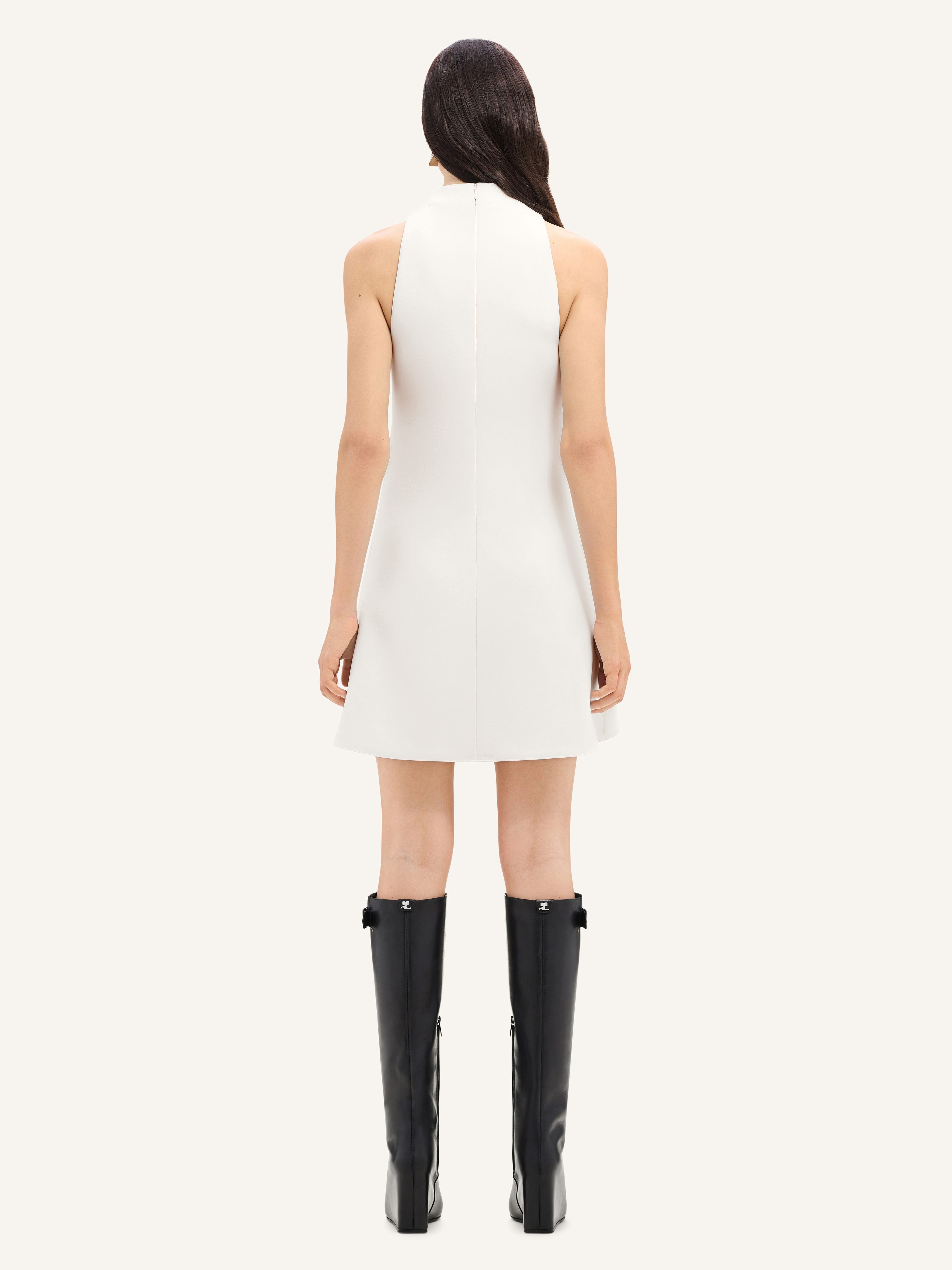 SLEEVELESS TWILL A-LINE DRESS - 4