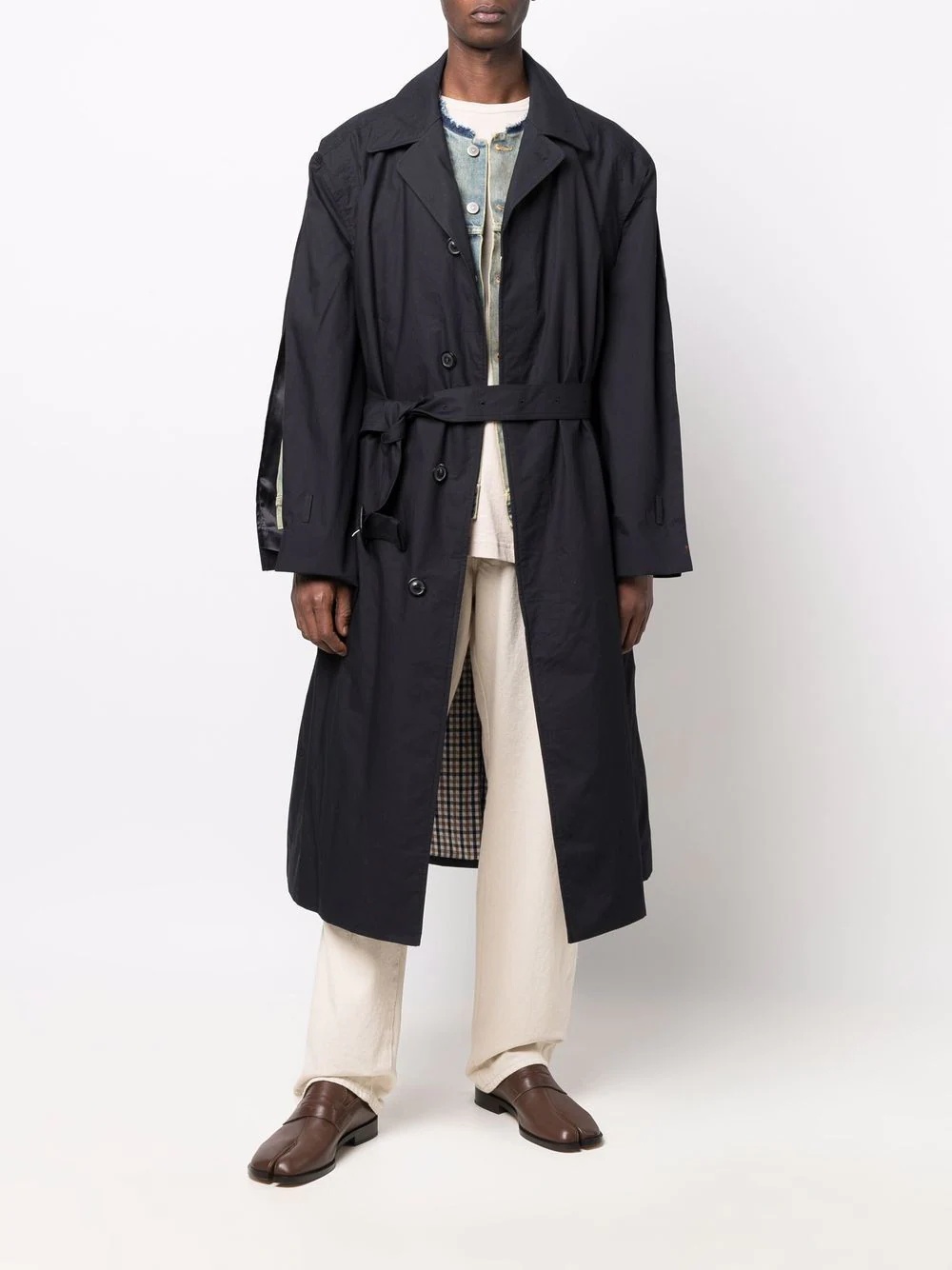 layered cotton trench coat - 2