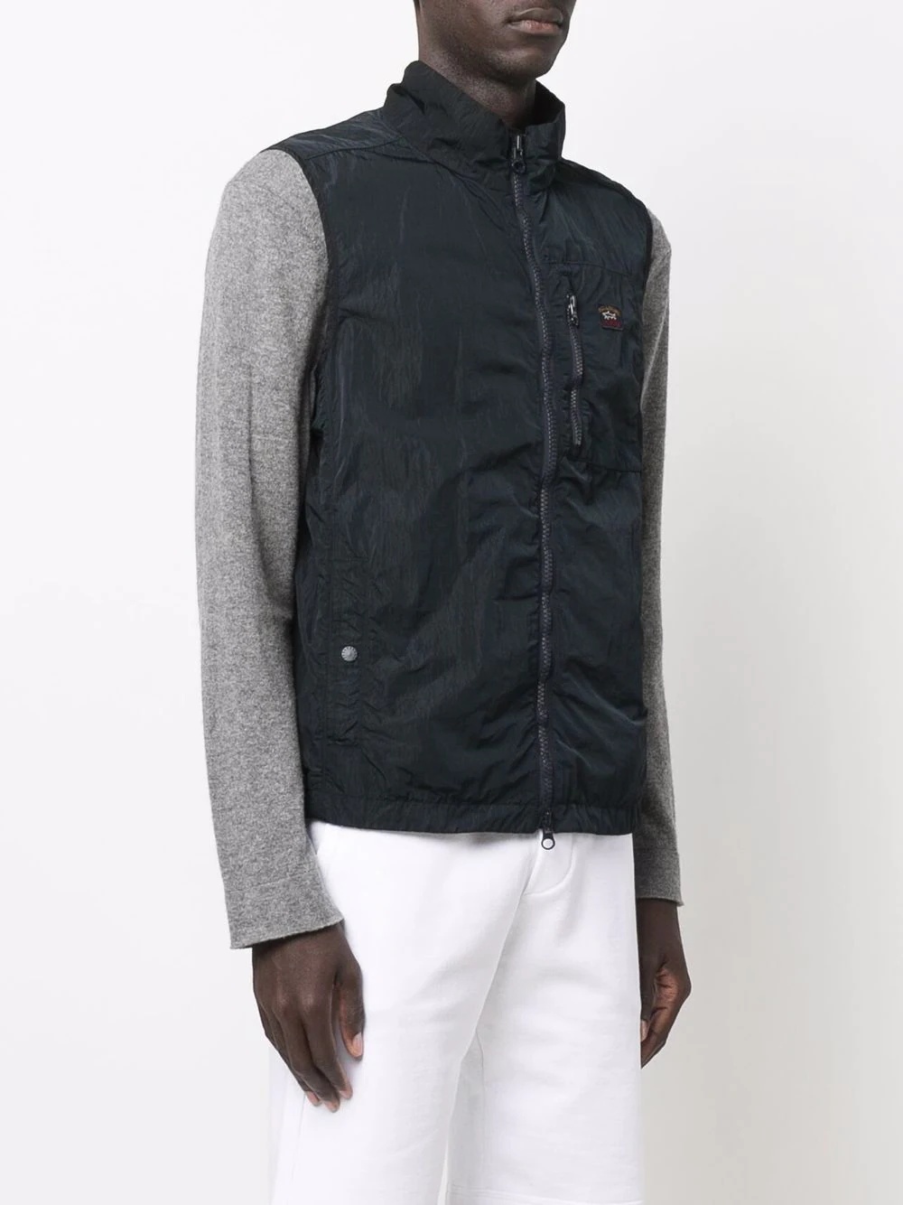 logo-patch zip-up gilet - 3