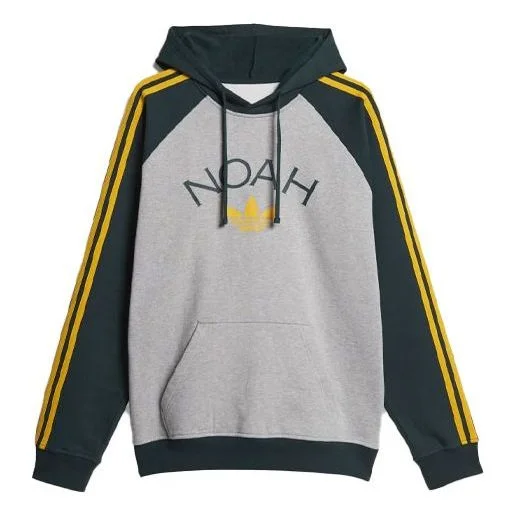 Men's adidas originals x NOAH Crossover 3-stripes Logo Printing Colorblock Pullover Green HC4305 - 1