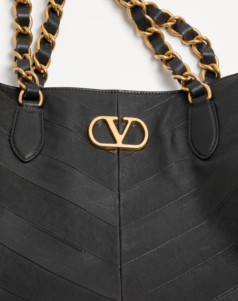 Valentino VALENTINO GARAVANI LASEINE SHOPPING BAG IN NAPPA LEATHER WITH A CHEVRON PATTERN outlook