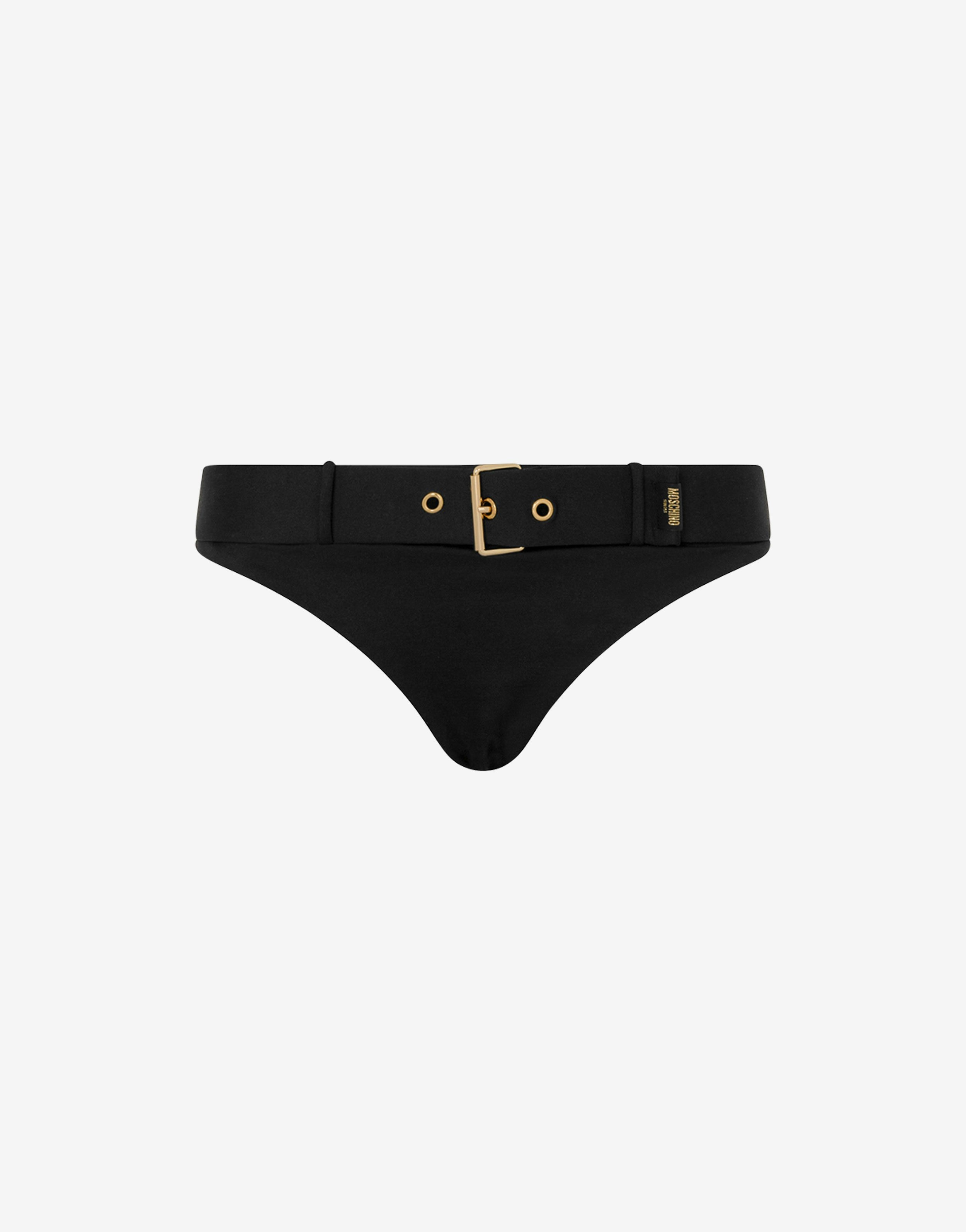 GOLD BUCKLE LYCRA BIKINI BOTTOMS - 1