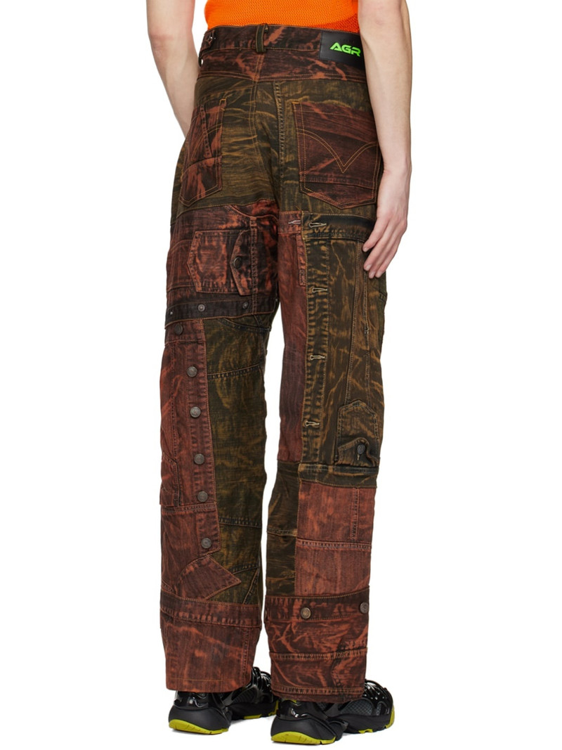 Orange & Green Paneled Jeans 3