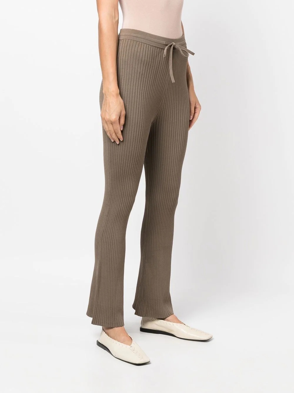 ribbed knitted cropped trousers - 3