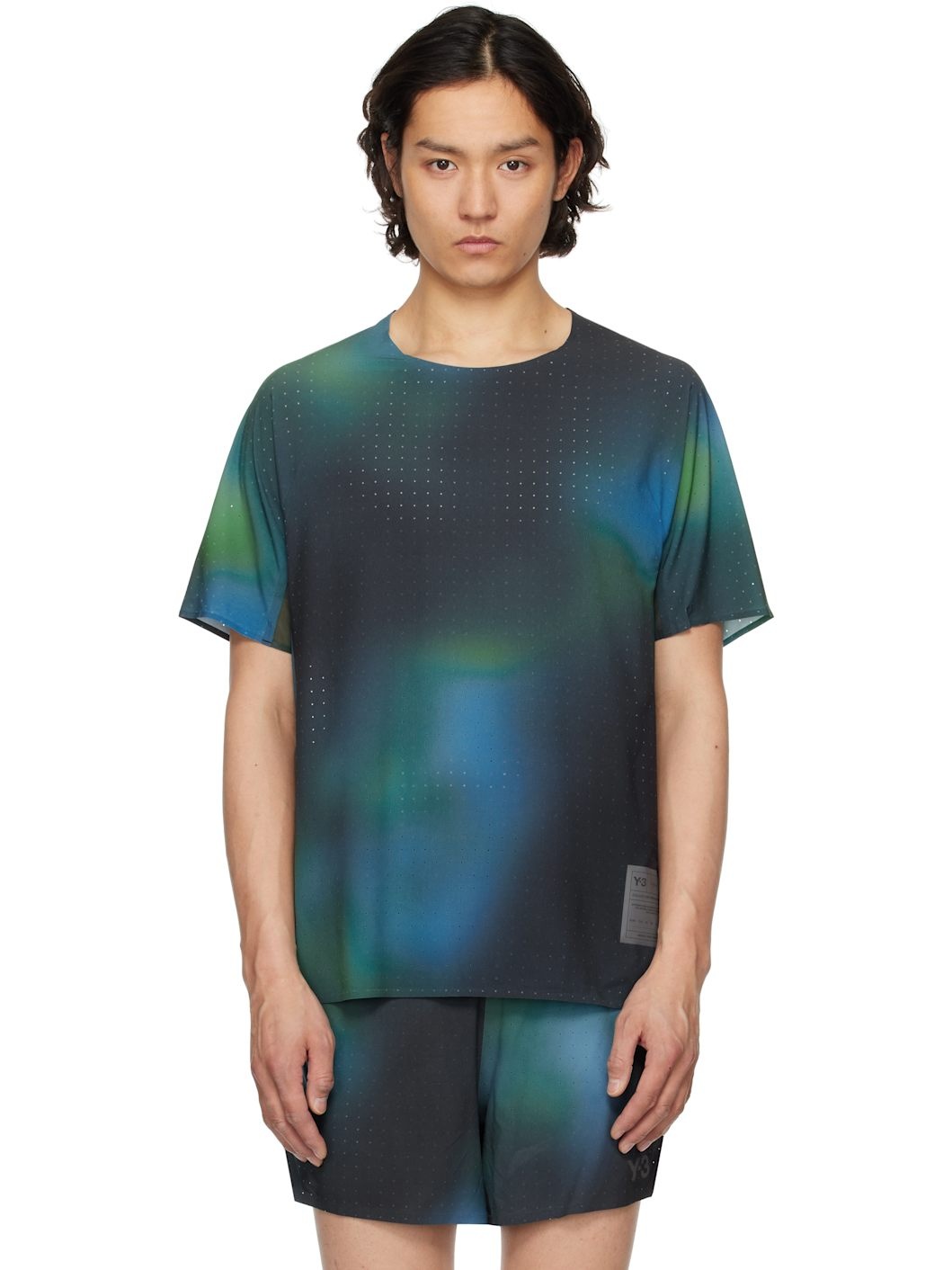 Green Allover Print Running Short Sleeve T-shirt - 1