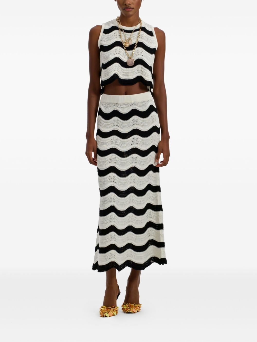 wave-pattern knitted top - 2
