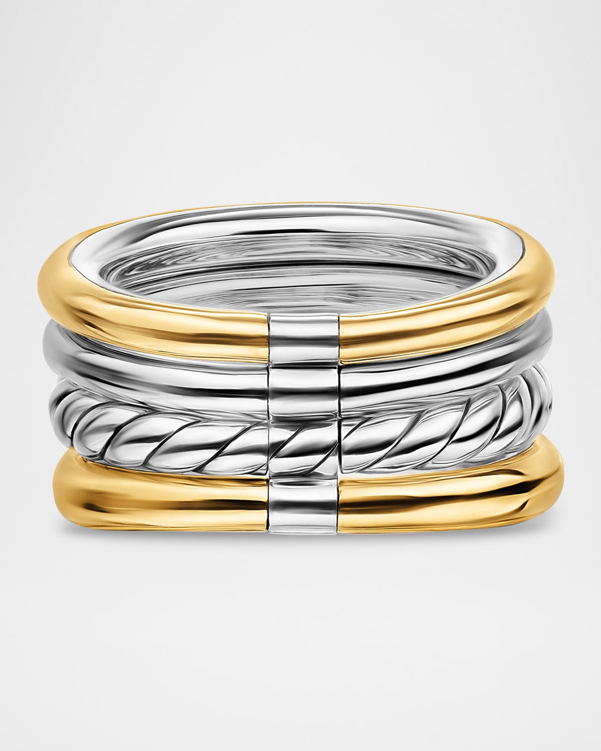 DY Mercer 4 Row Stone Ring with Diamonds in Silver and 18K Gold - 3