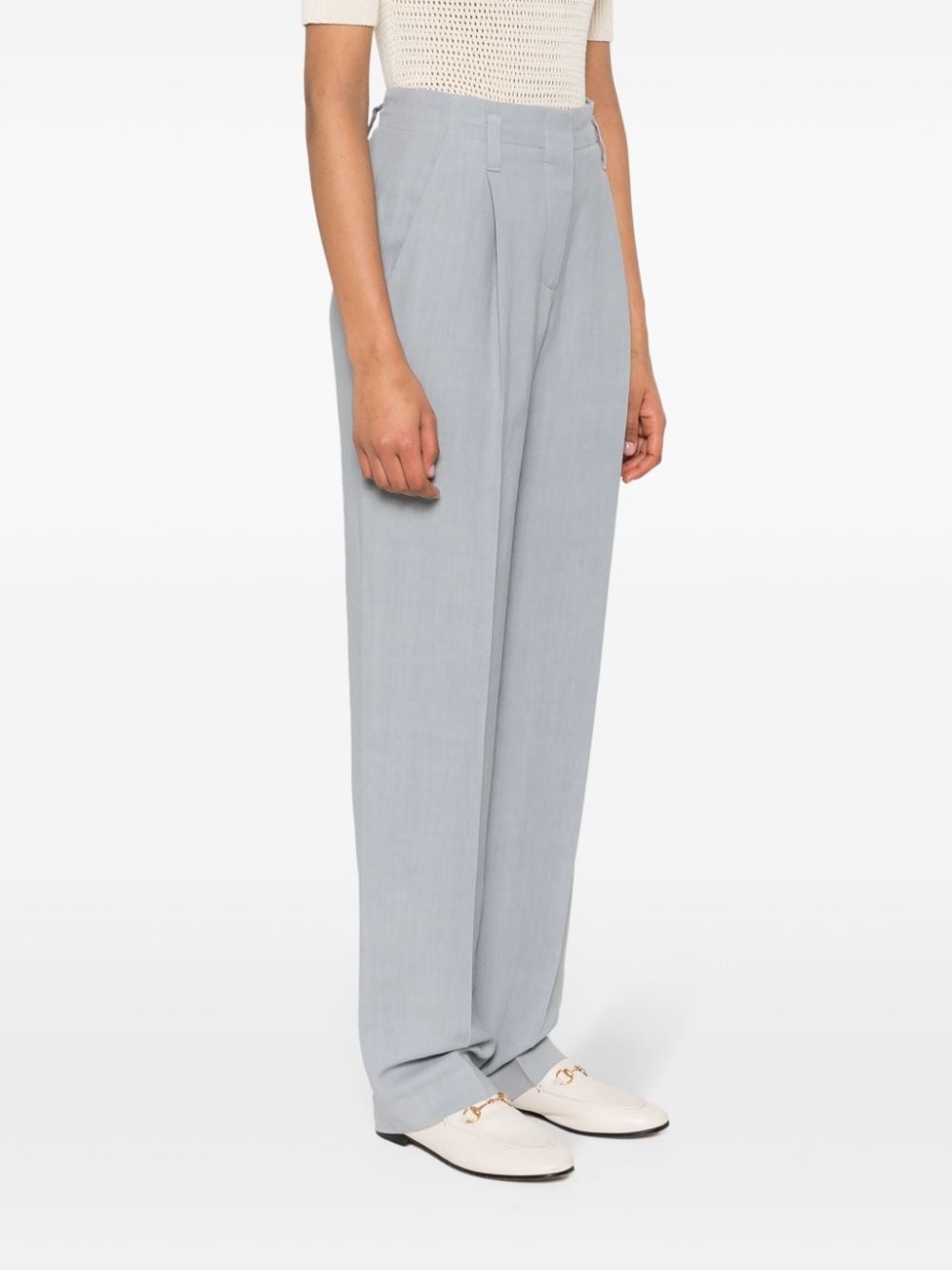 pleated straight-leg trousers - 3