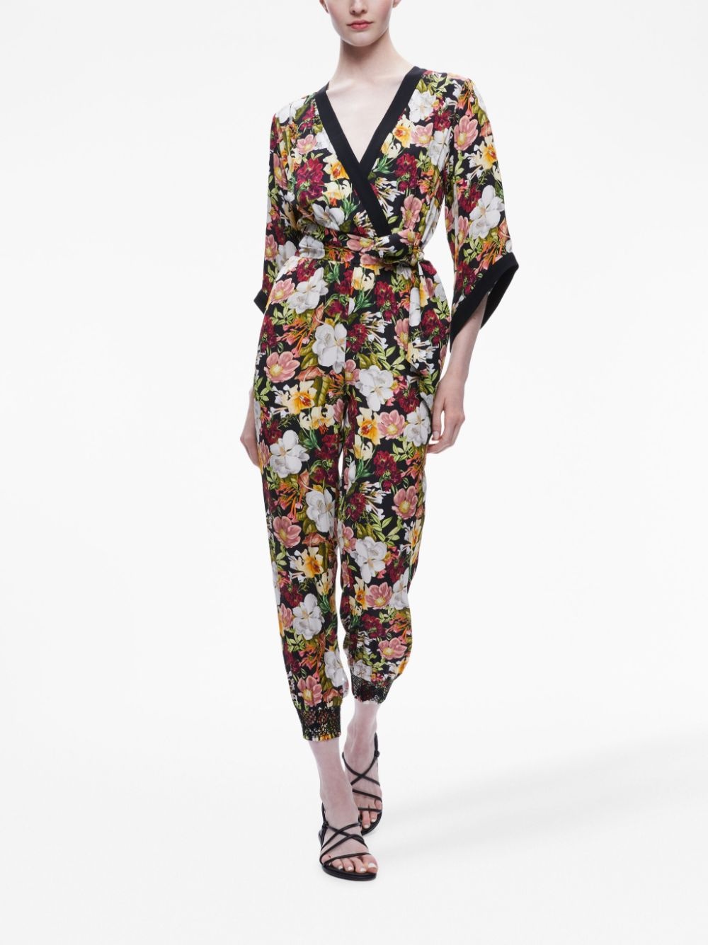 floral-print tied-waist jumpsuit - 3