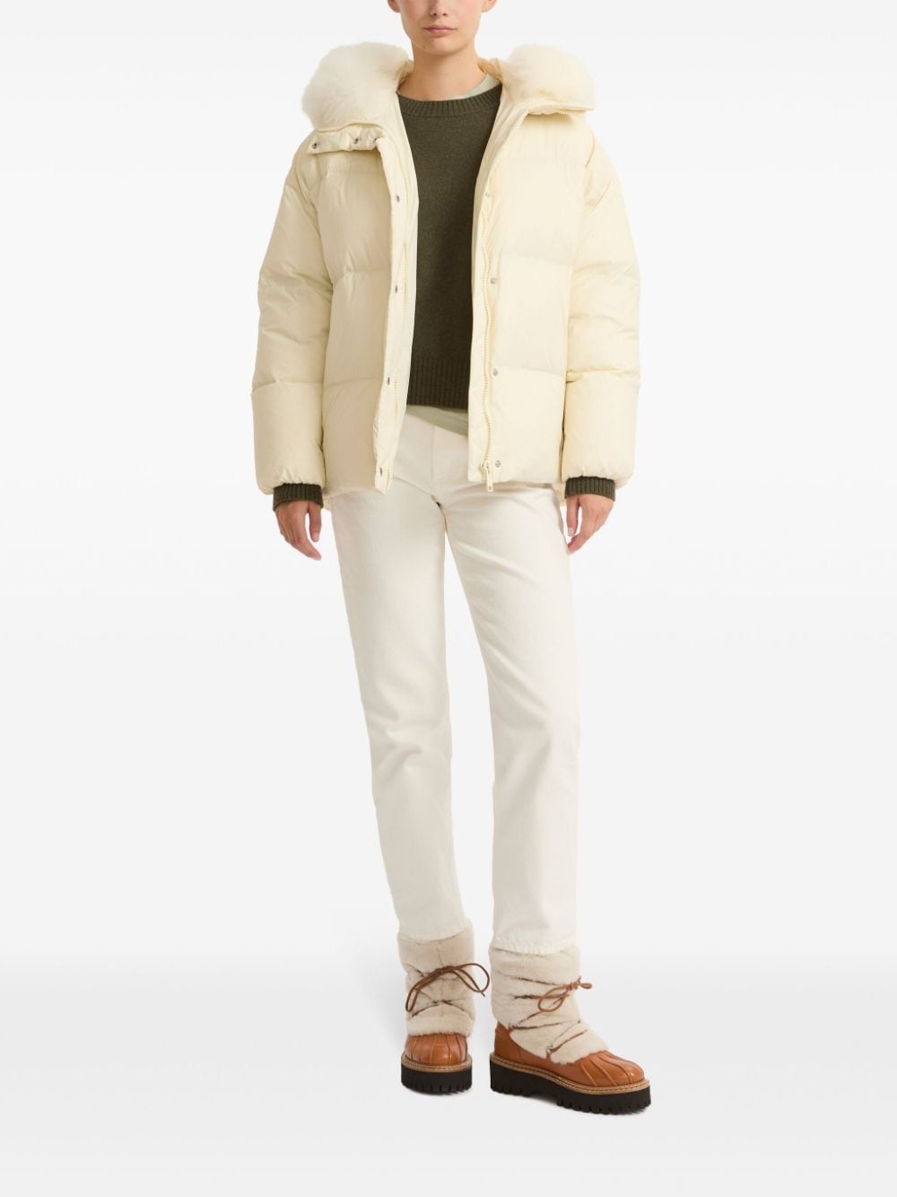 lambswool-trimmed hooded jacket - 2