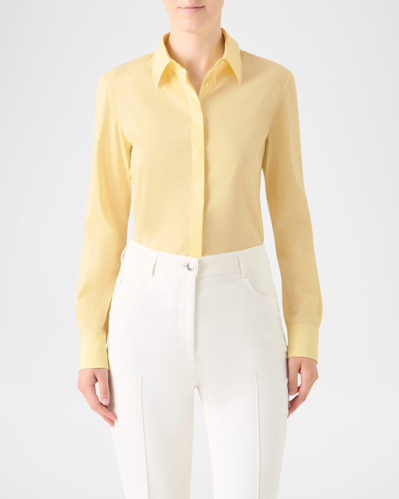 Stretch Poplin Button-Front Shirt 4