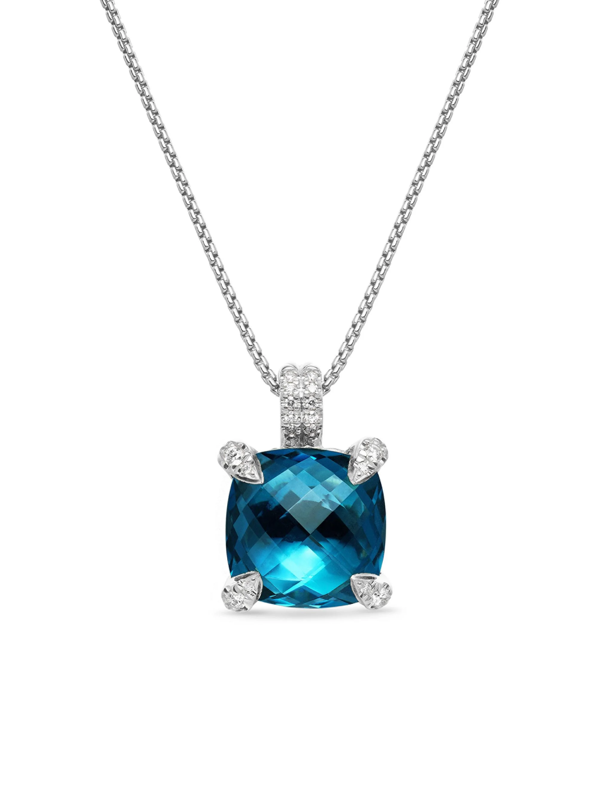 Women's Chatelaine Pendant Necklace in Sterling Silver - Hampton Blue Topaz - 1