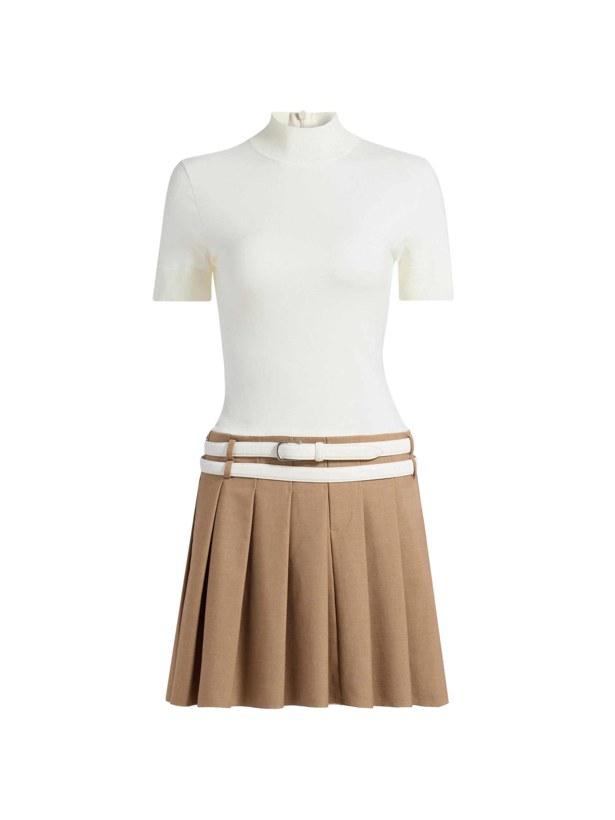 Women's Abbie Mixed-Media Belted Minidress - Cream Multi - 1