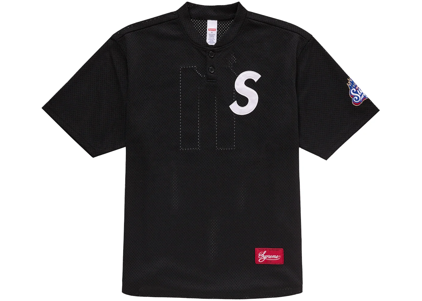 Supreme Supreme S Logo Baseball Henley Black | REVERSIBLE