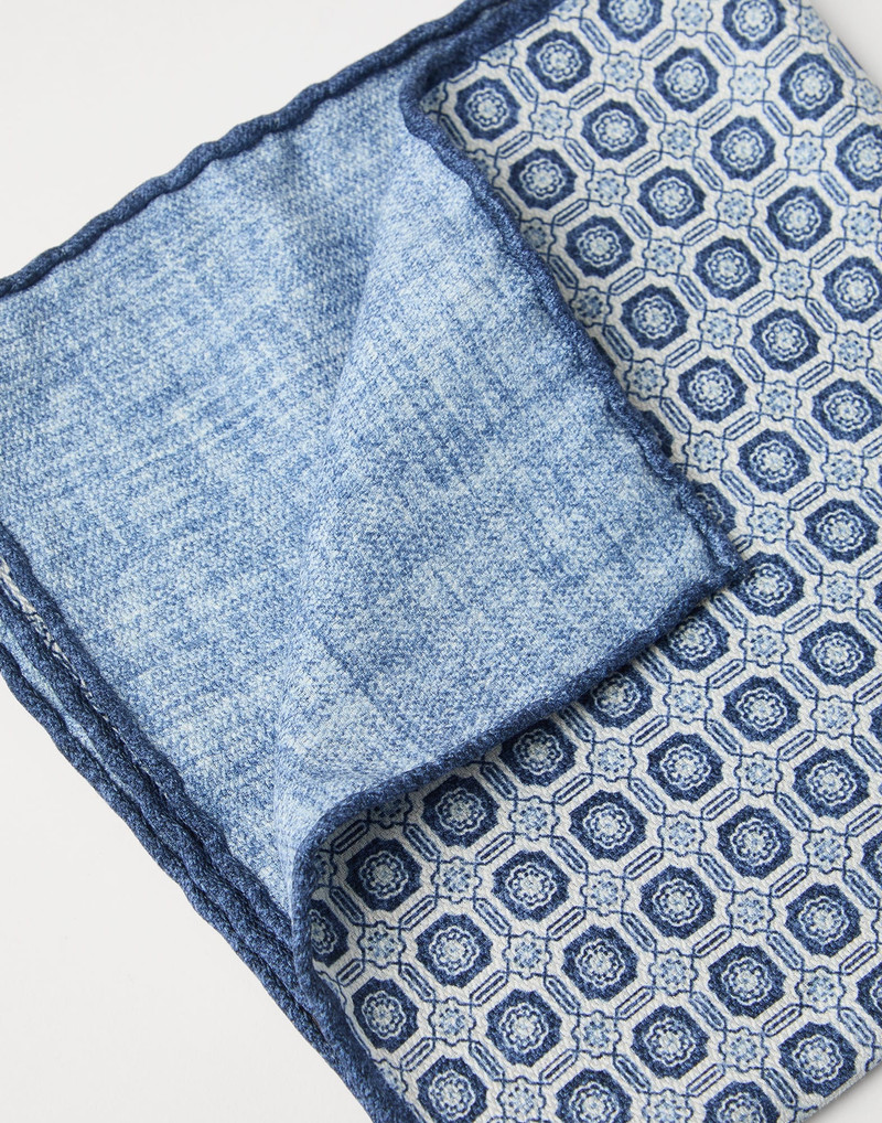 Brunello Cucinelli Silk pocket square with geometric design outlook
