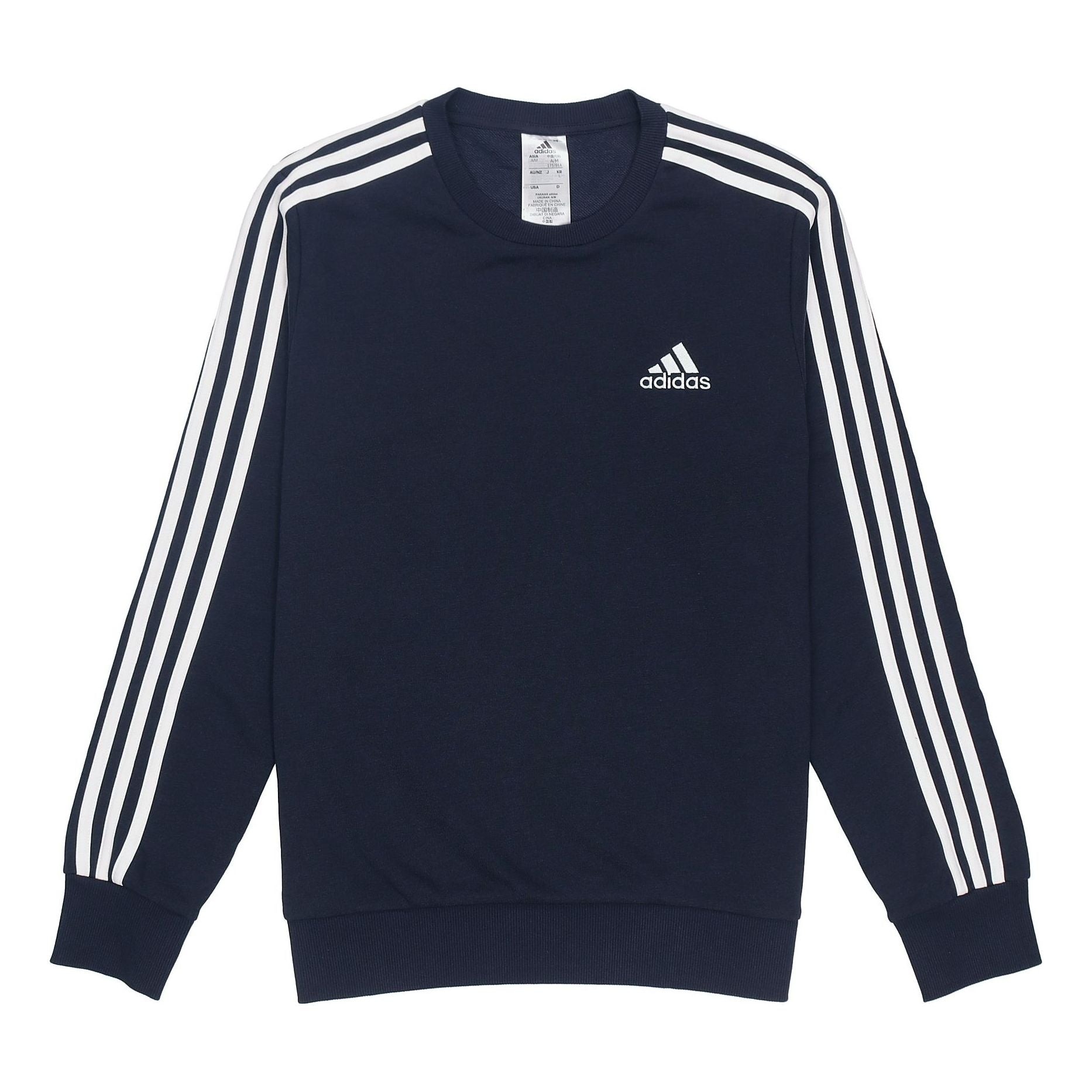 adidas Casual Sports Round Neck Stripe Pullover Dark Blue GK9079 - 1