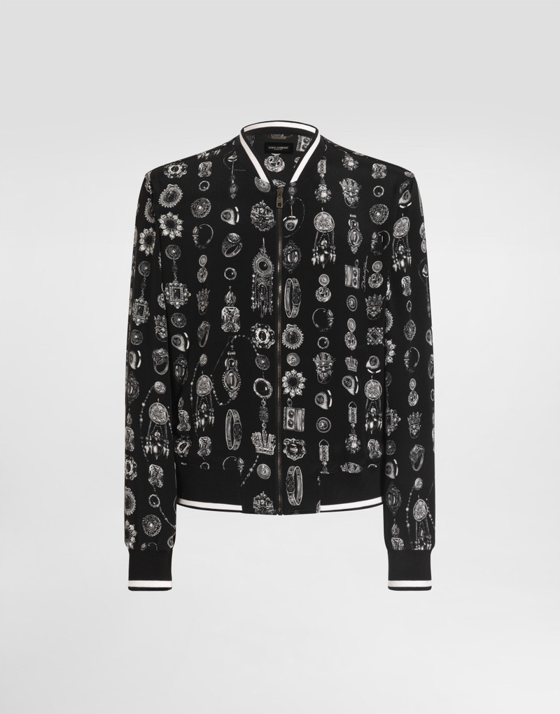 Jewel-print marocain crêpe jacket 1