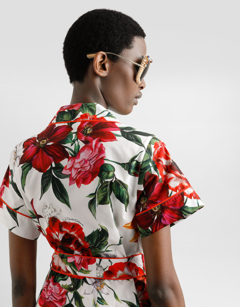 Flower-print poplin vanity shirt 5