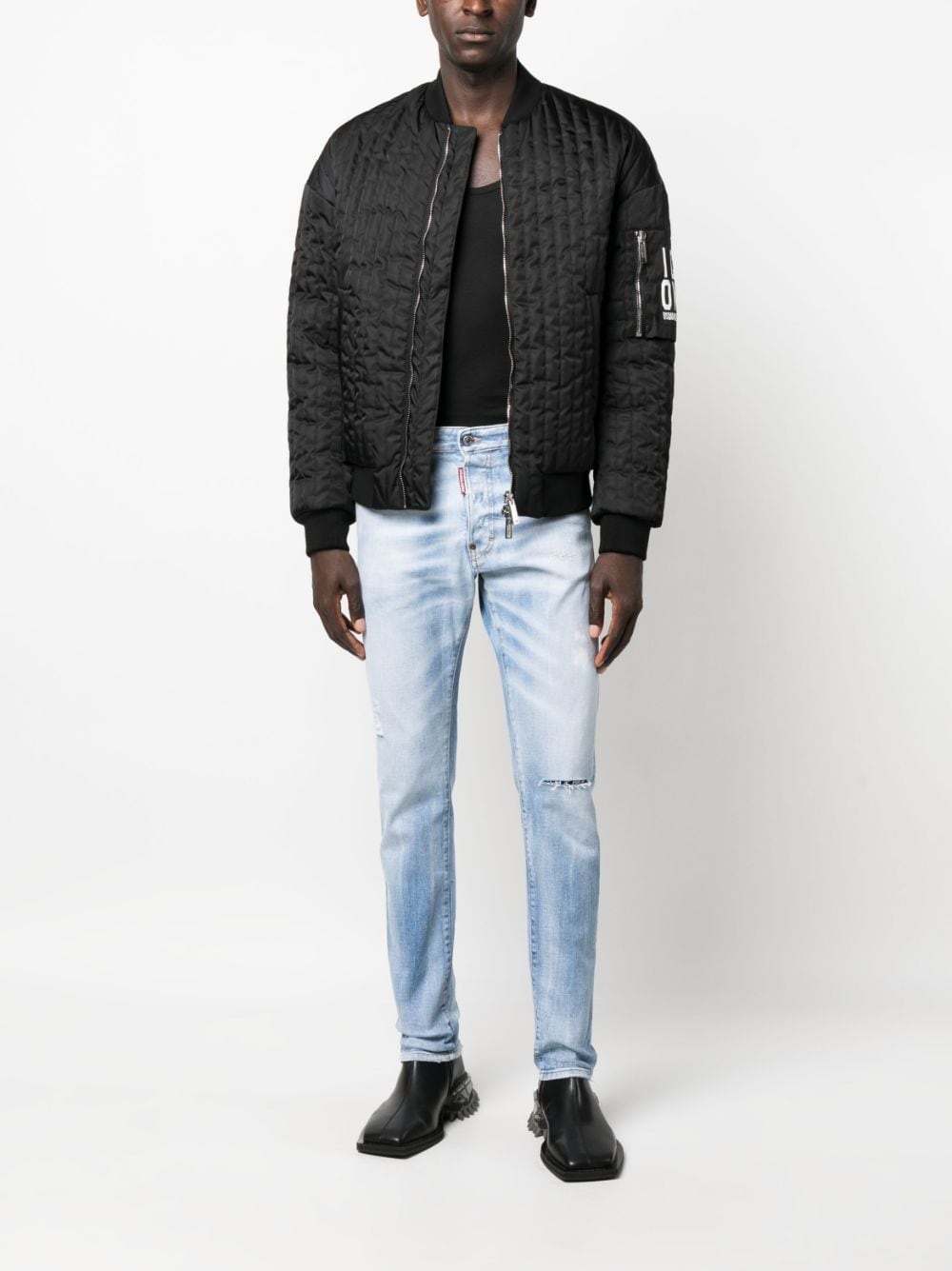 logo-patch bomber jacket - 2