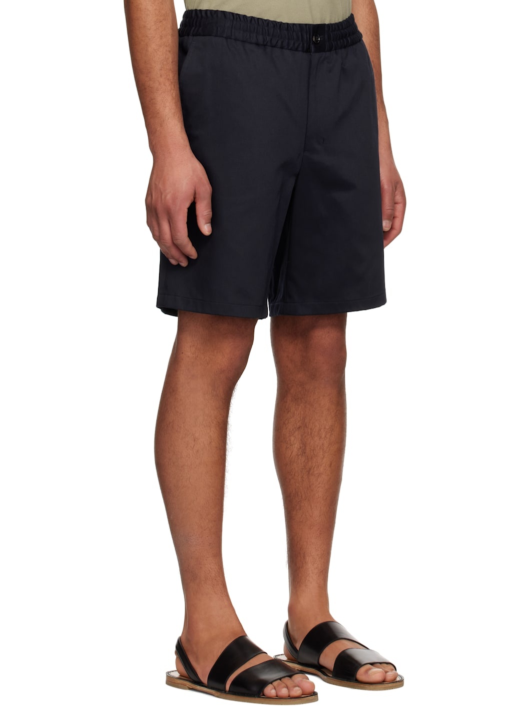 Navy Cotton Elasticated Waist Shorts - 2