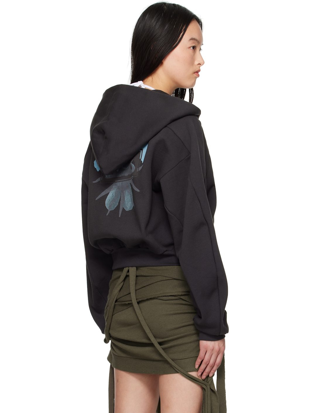 Black Multiline Zip Hoodie - 3