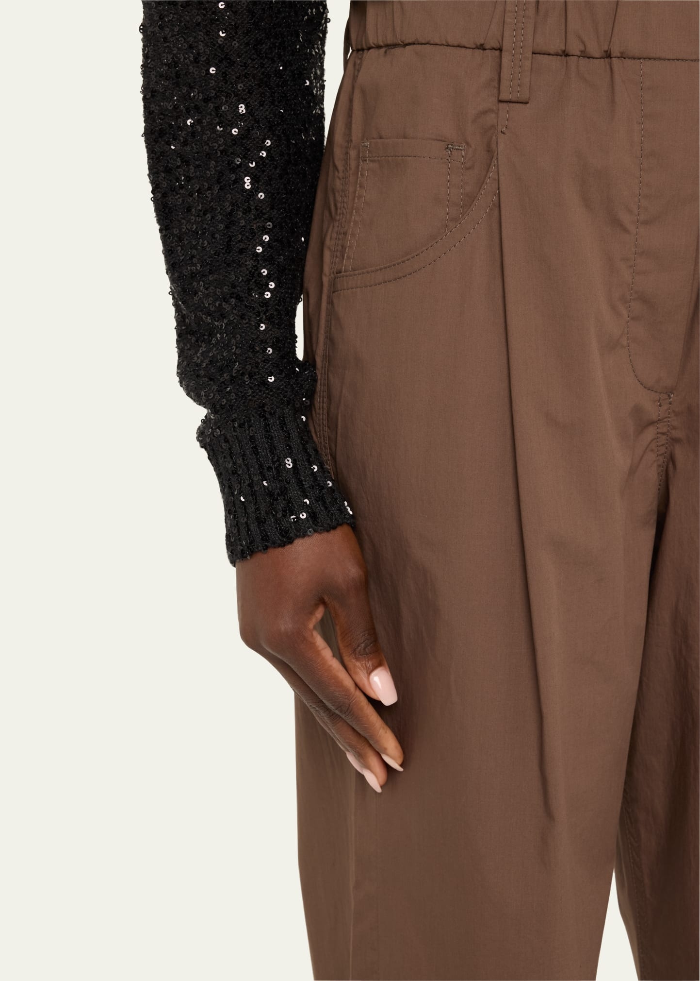 Poplin Baggy Straight-Leg Crop Pull-On Pants - 5
