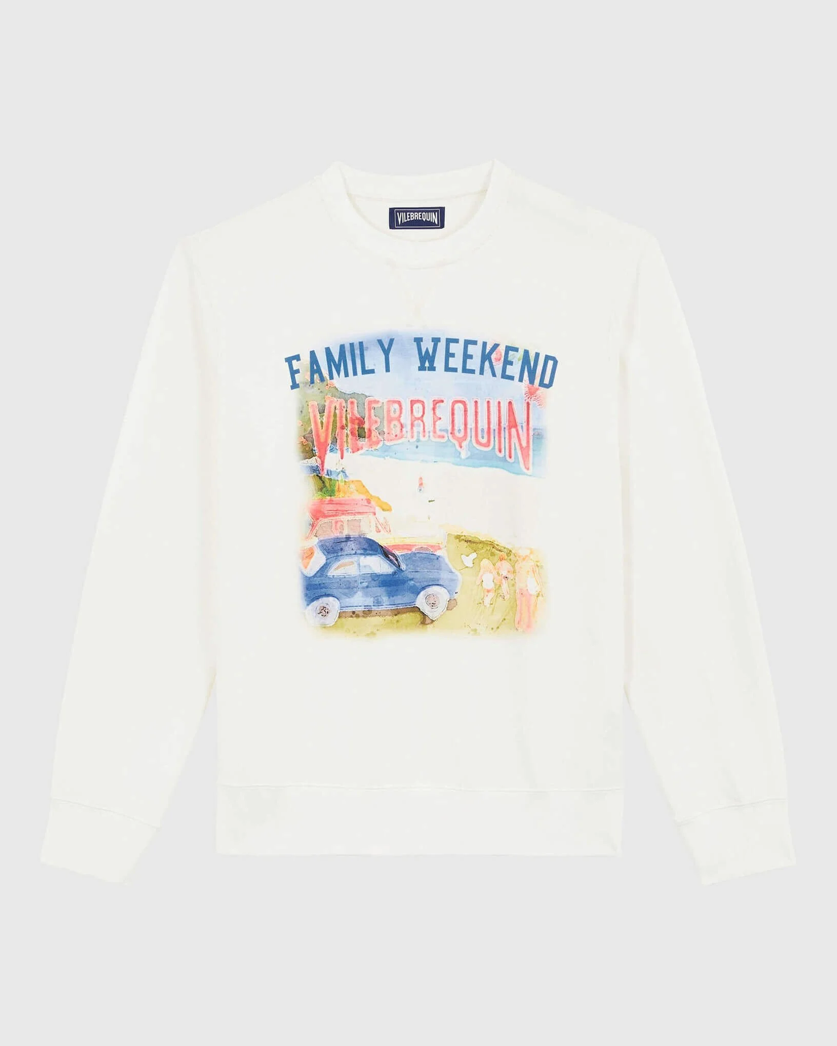 Men Cotton Crewneck Sweatshirt Family Week-end - 1