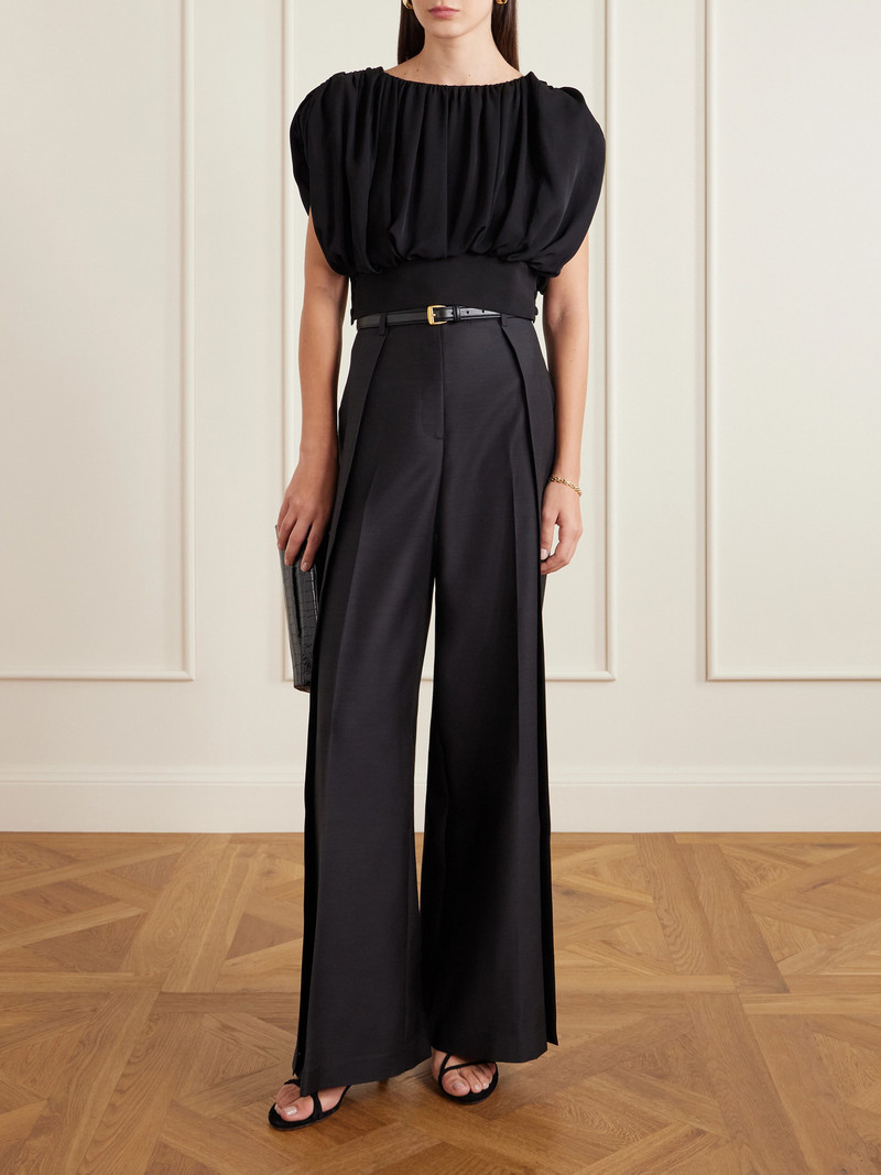 HEIRLOME Cummerbund Cropped Gathered Silk-georgette Blouse outlook