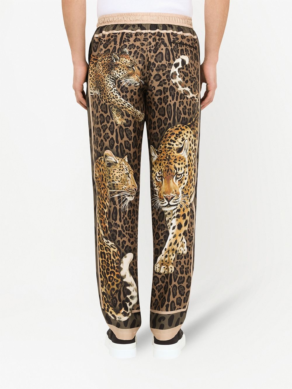 leopard-print silk track pants - 4