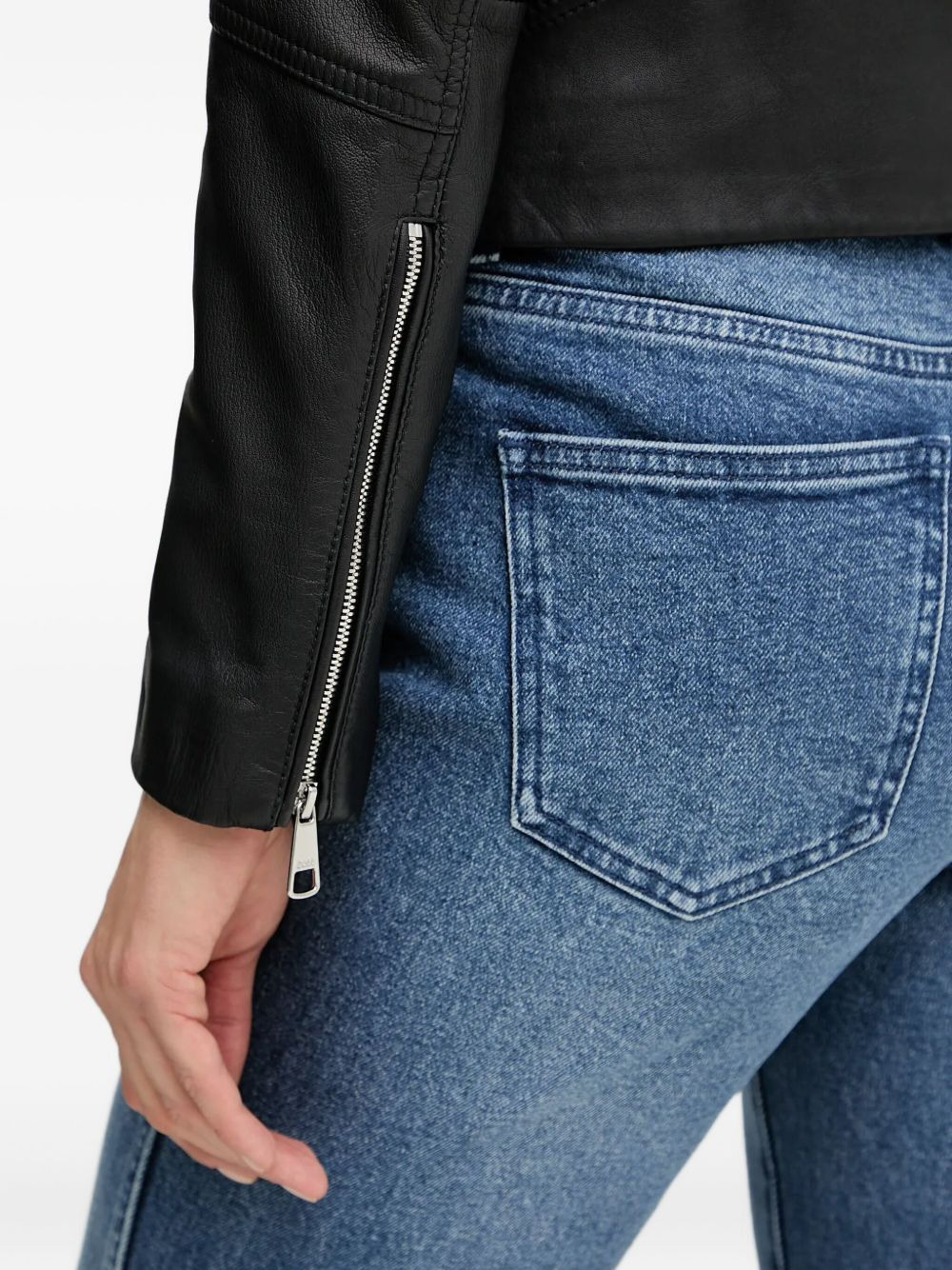 Saleste zip-front panelled leather jacket - 5