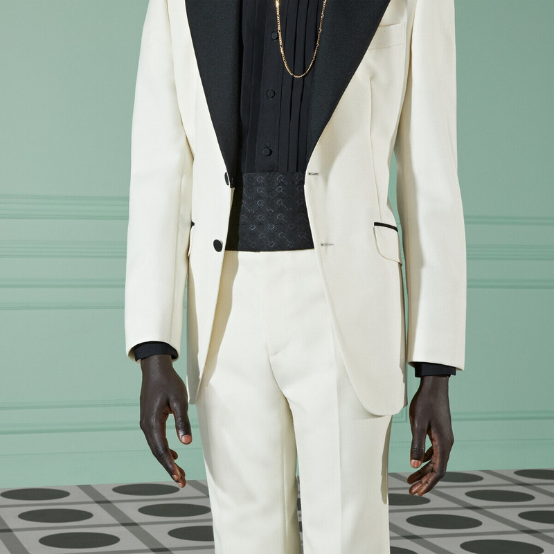 Wool silk Horsebit jacquard cummerbund 3