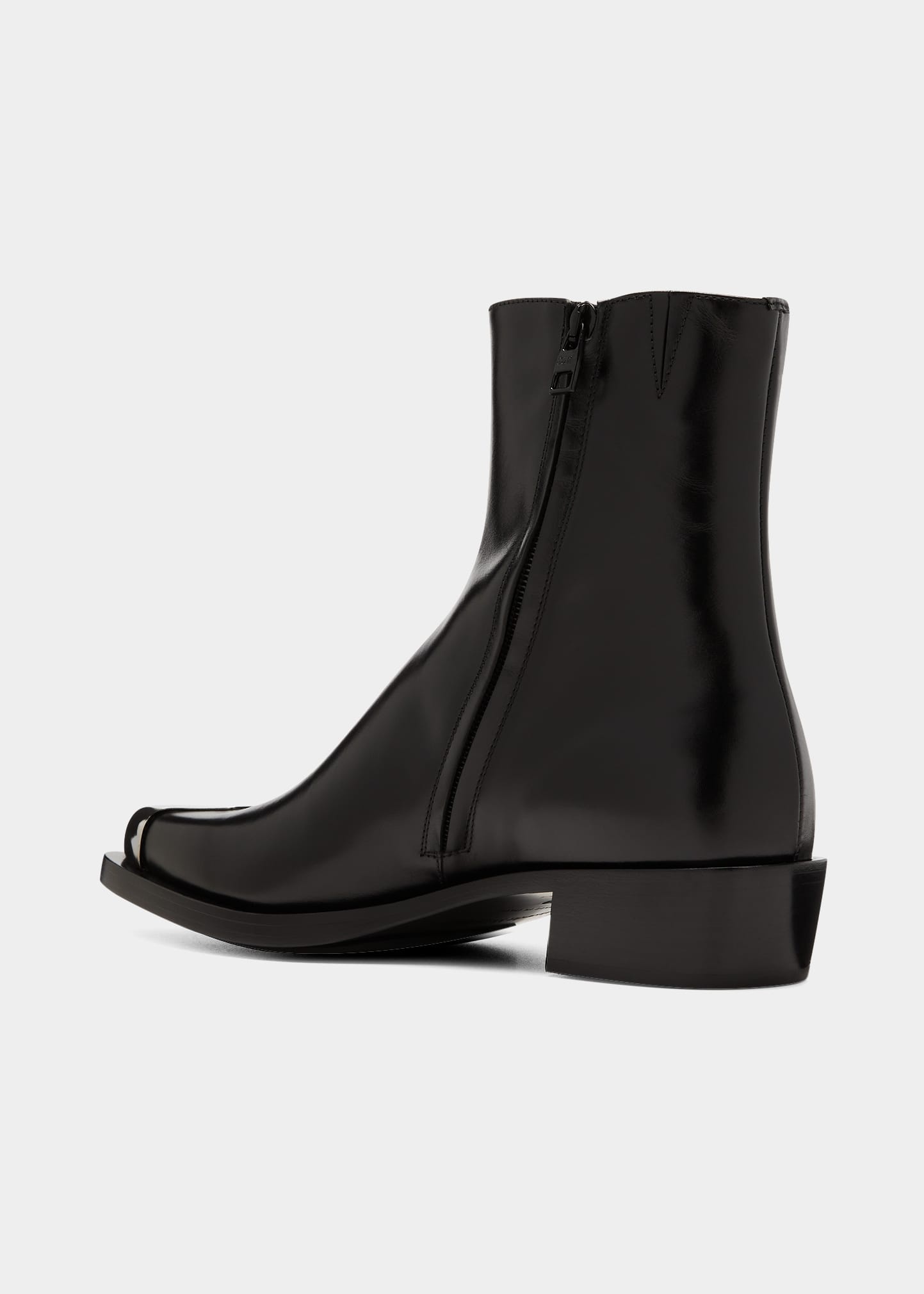 Alexander McQueen Men's Metal Pointed Toe Leather Zip Ankle