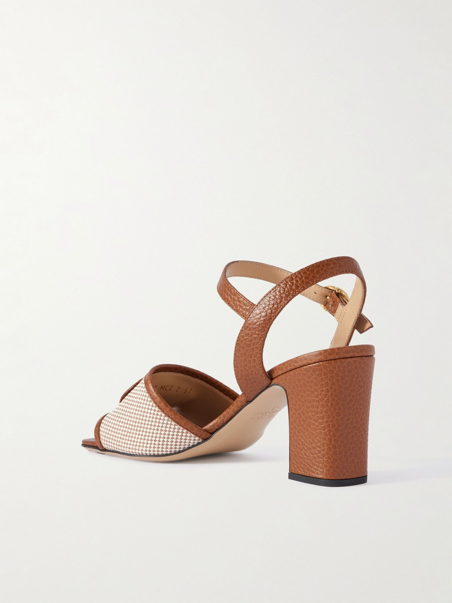 VLogo 75 textured-leather and canvas sandals Tan - 3