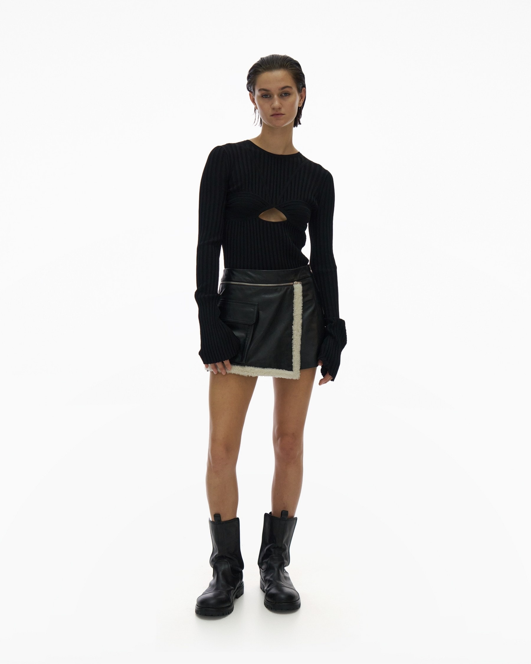 RIB BRA LONG-SLEEVE CREWNECK - 2