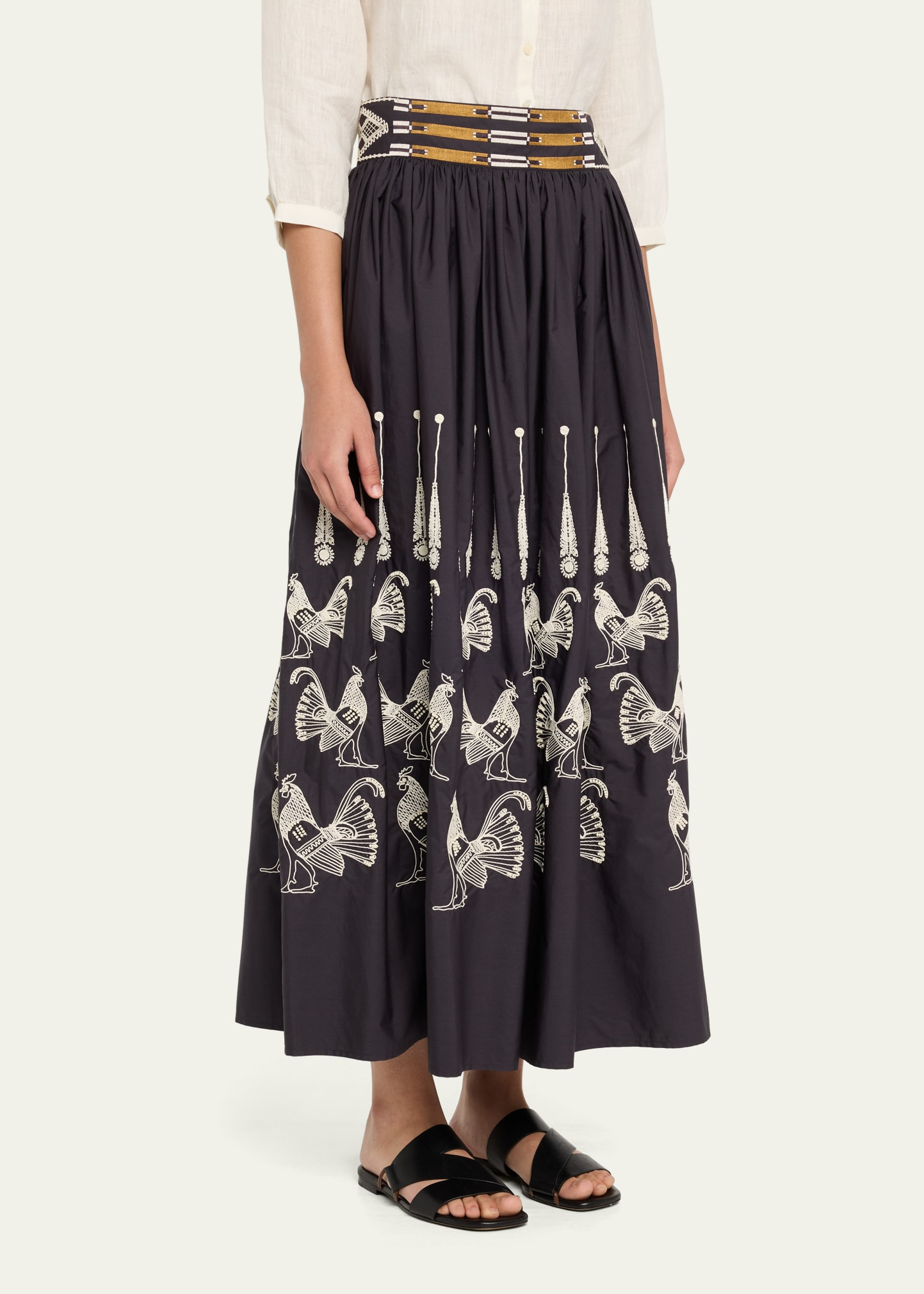 Ombretta Embroidered A-Line Maxi Skirt - 4
