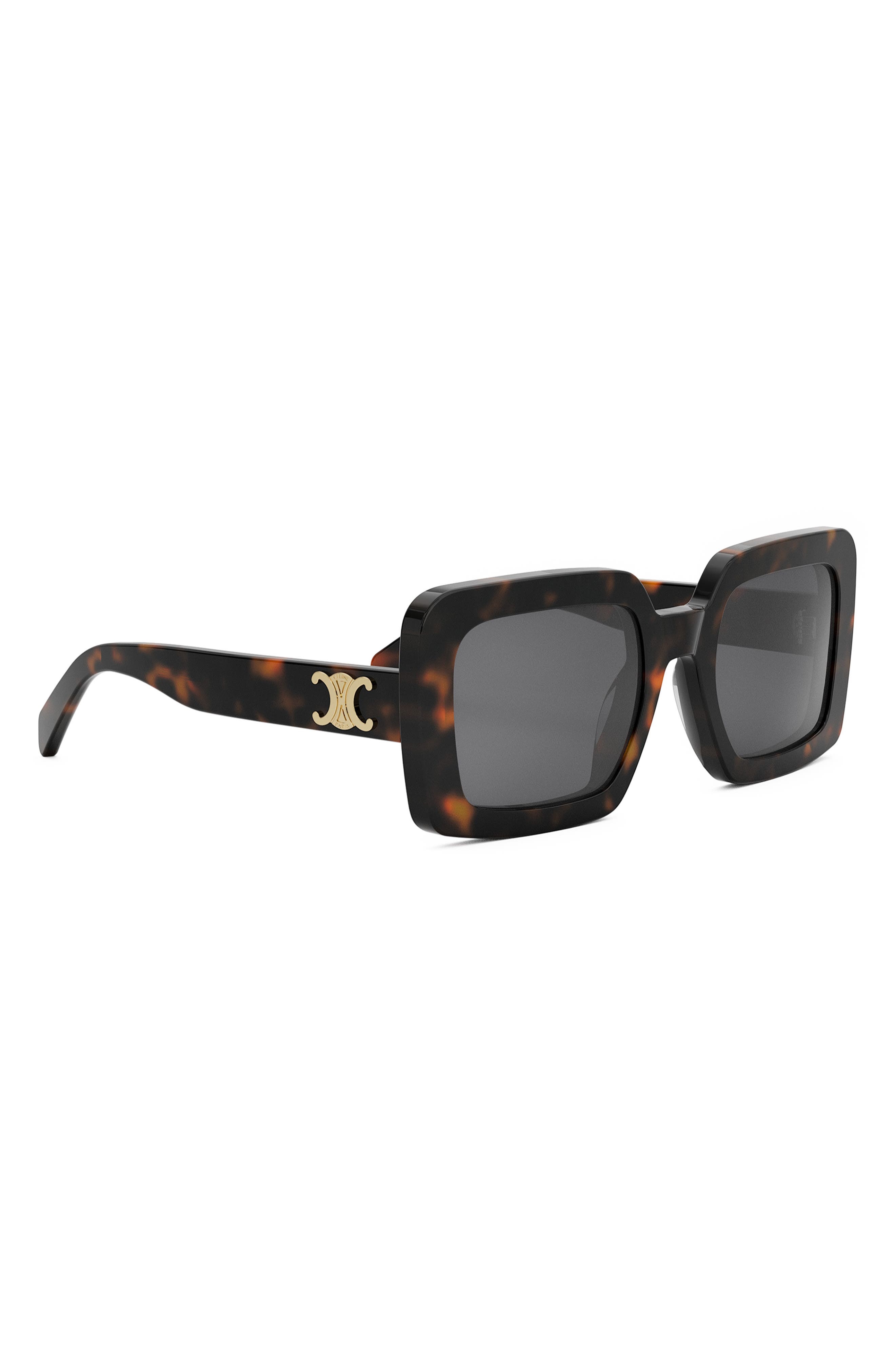 CELINE Triomphe 56mm Square Sunglasses in Dark Havana /Smoke at Nordstrom - 7