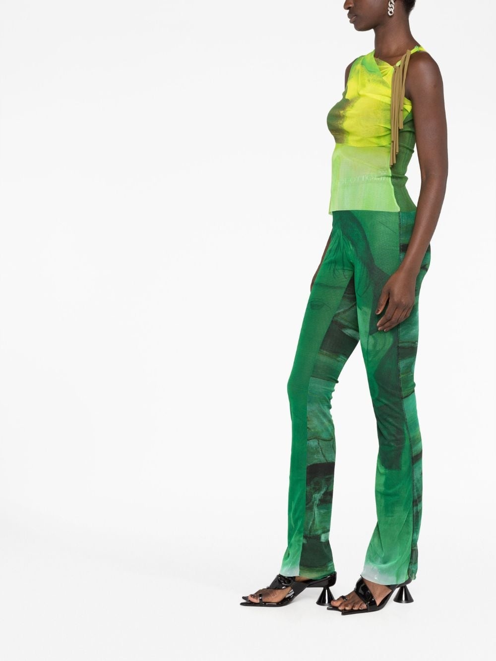 logo-waistband mesh trousers - 4