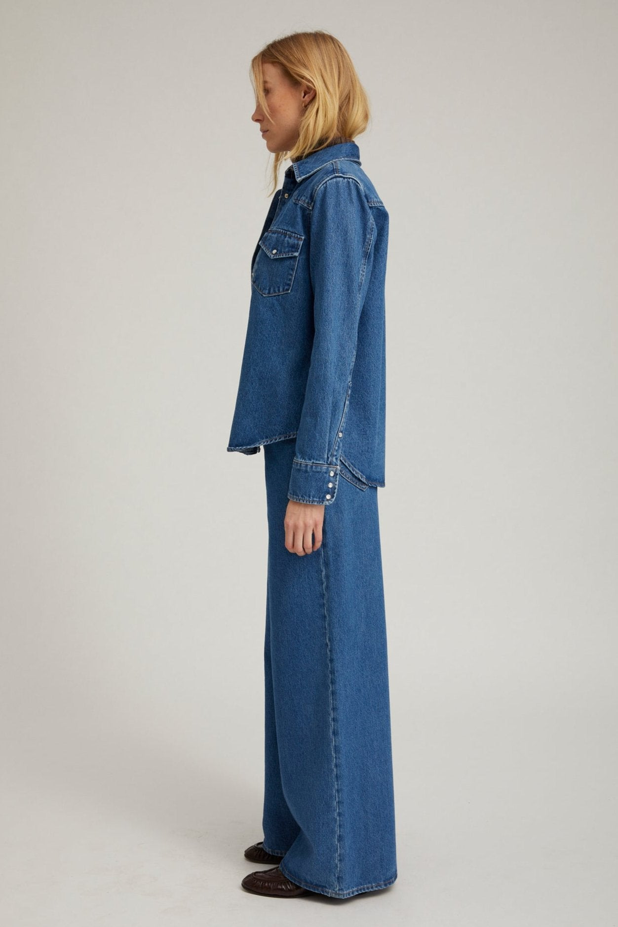 COCO DENIM WESTERN BUTTON DOWN - 3