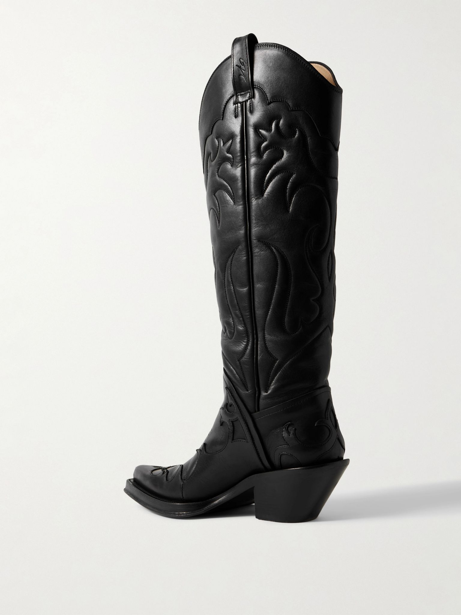 Capitana embroidered leather knee boots Black - 3