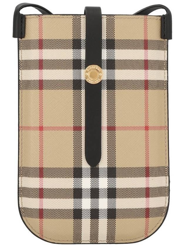 Vintage Check And Strap Phone Case Beige Black - 1