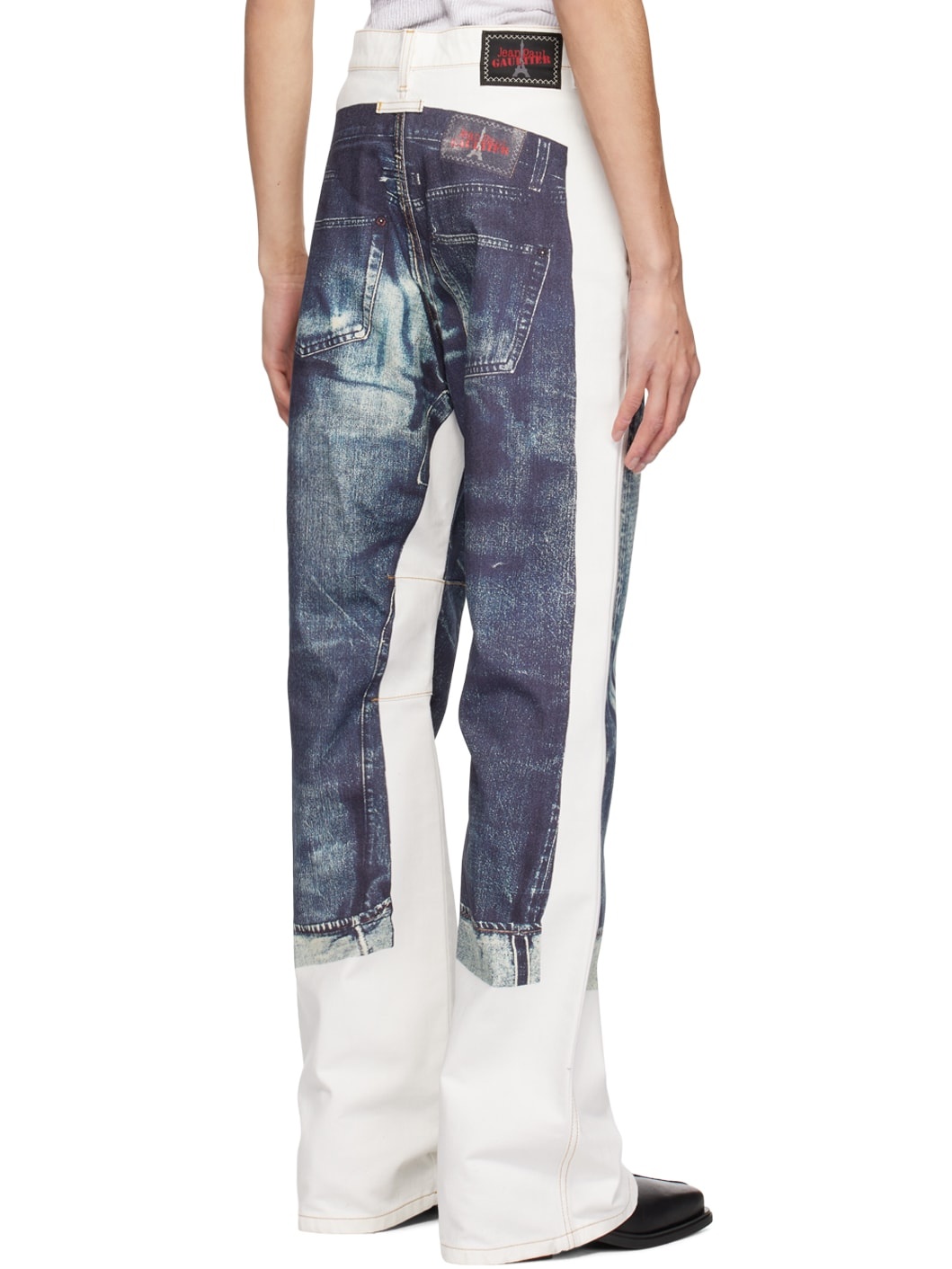 White & Blue Trompe L'œil Jeans - 3
