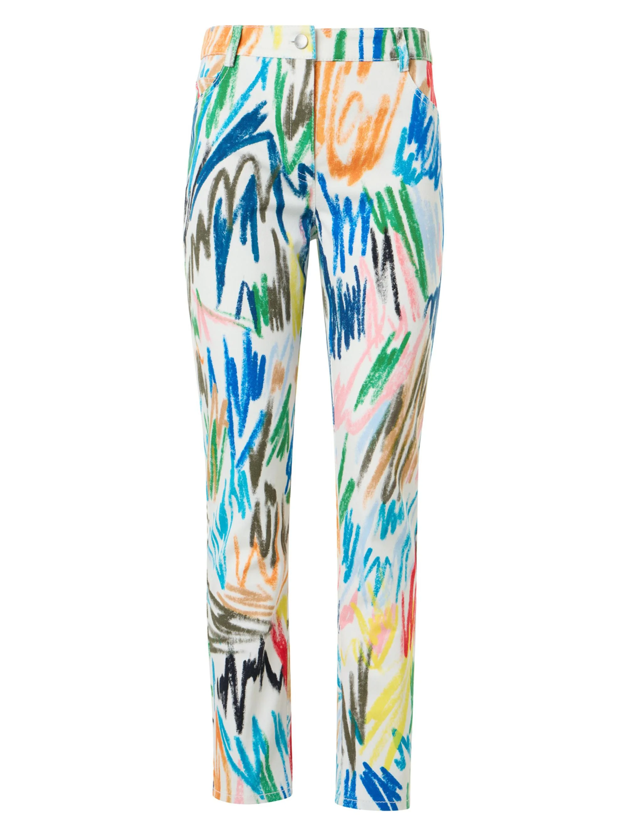 Women's Maru Scribble-Print Stretch Slim-Fit Crop Jeans - Cream Multi - 1