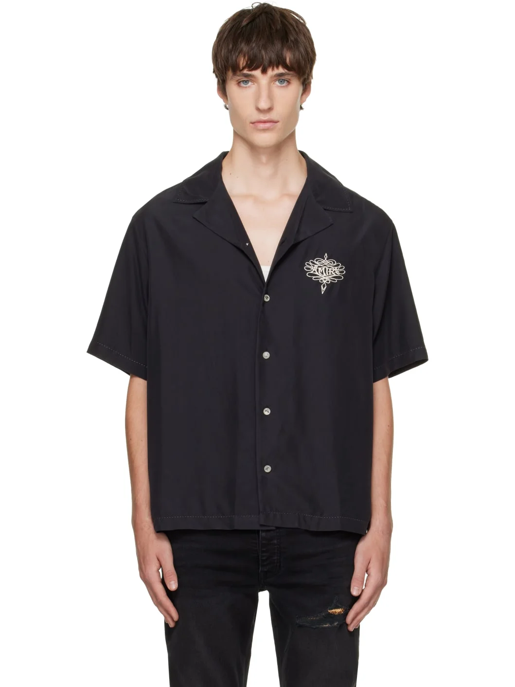 Black 'AMIRI' Lasso Oversized Camp Shirt - 1
