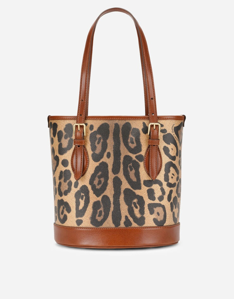 Leopard-print Crespo bucket bag with branded plate 4